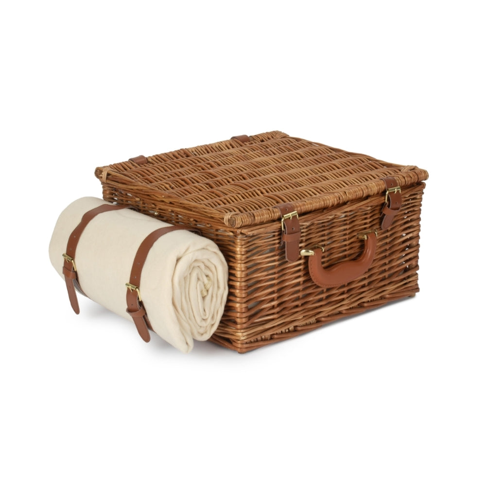 Wicker Deluxe Fully Fitted Traditional Picnic Basket | 2-Person | White