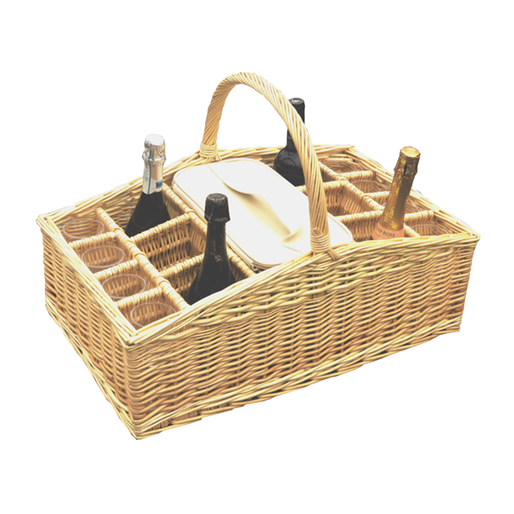 Large Drinks Wicker Basket Carrier