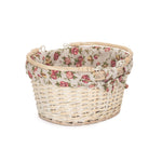 Rose Garden Cotton Lined White Painted Swing Handle Wicker Shopping Basket | Large | Pink