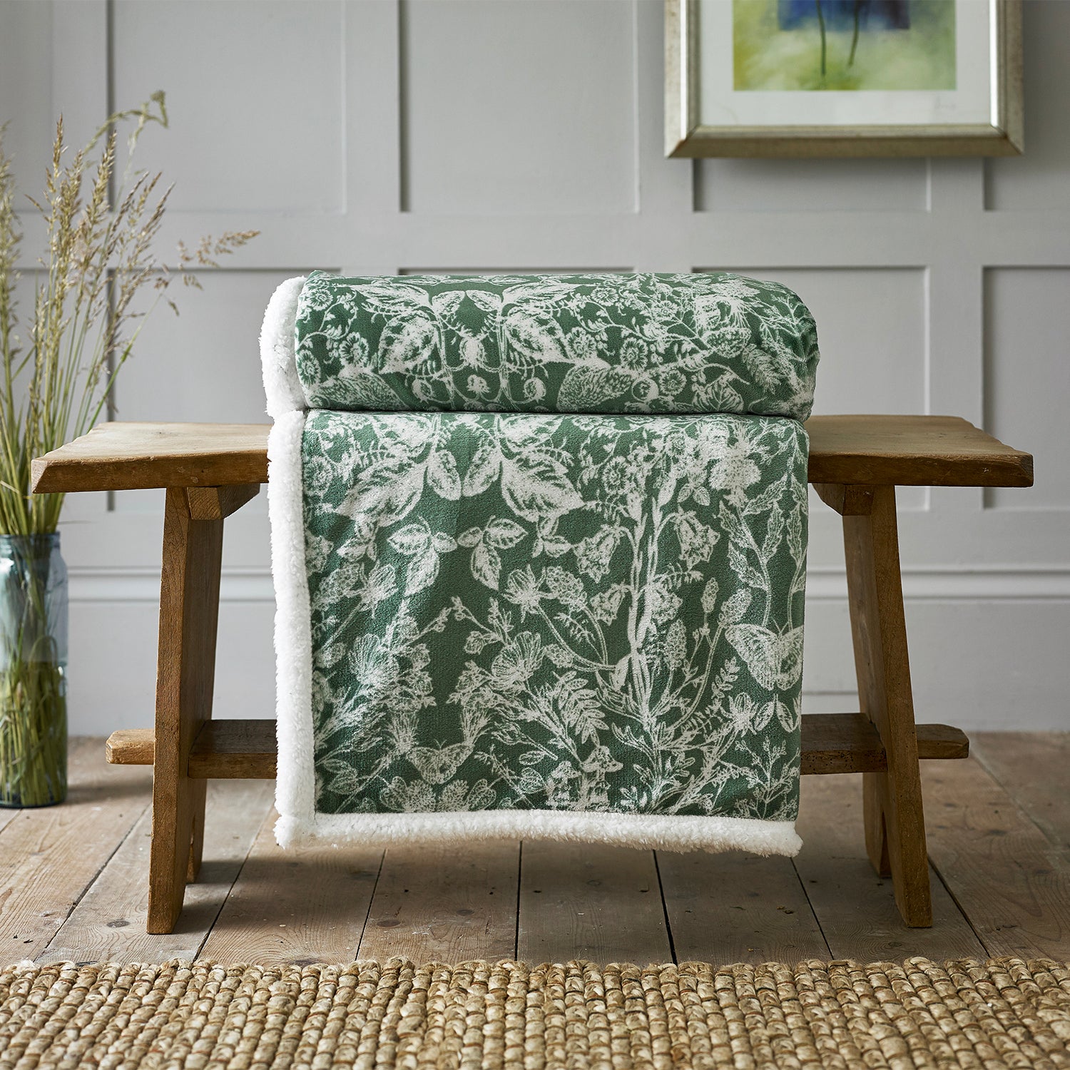 Snuggle Warm Fleece 140x180cm Throw Secret Garden Green