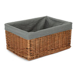 Red Hamper Double Steamed Grey Cotton Lined Willow Storage Baskets