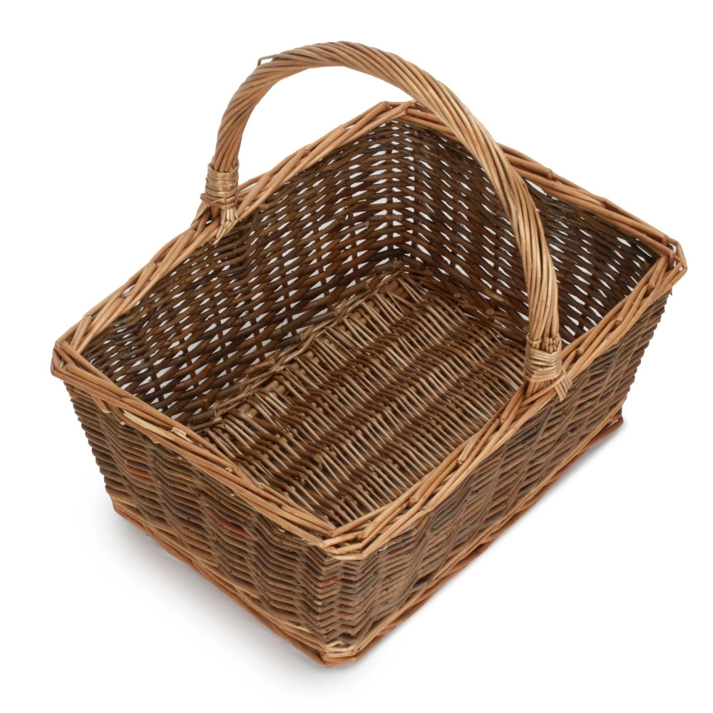 Rectangular Unpeeled Willow Shopping Basket | Small | Brown