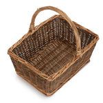 Rectangular Unpeeled Willow Shopping Basket | Medium | Brown