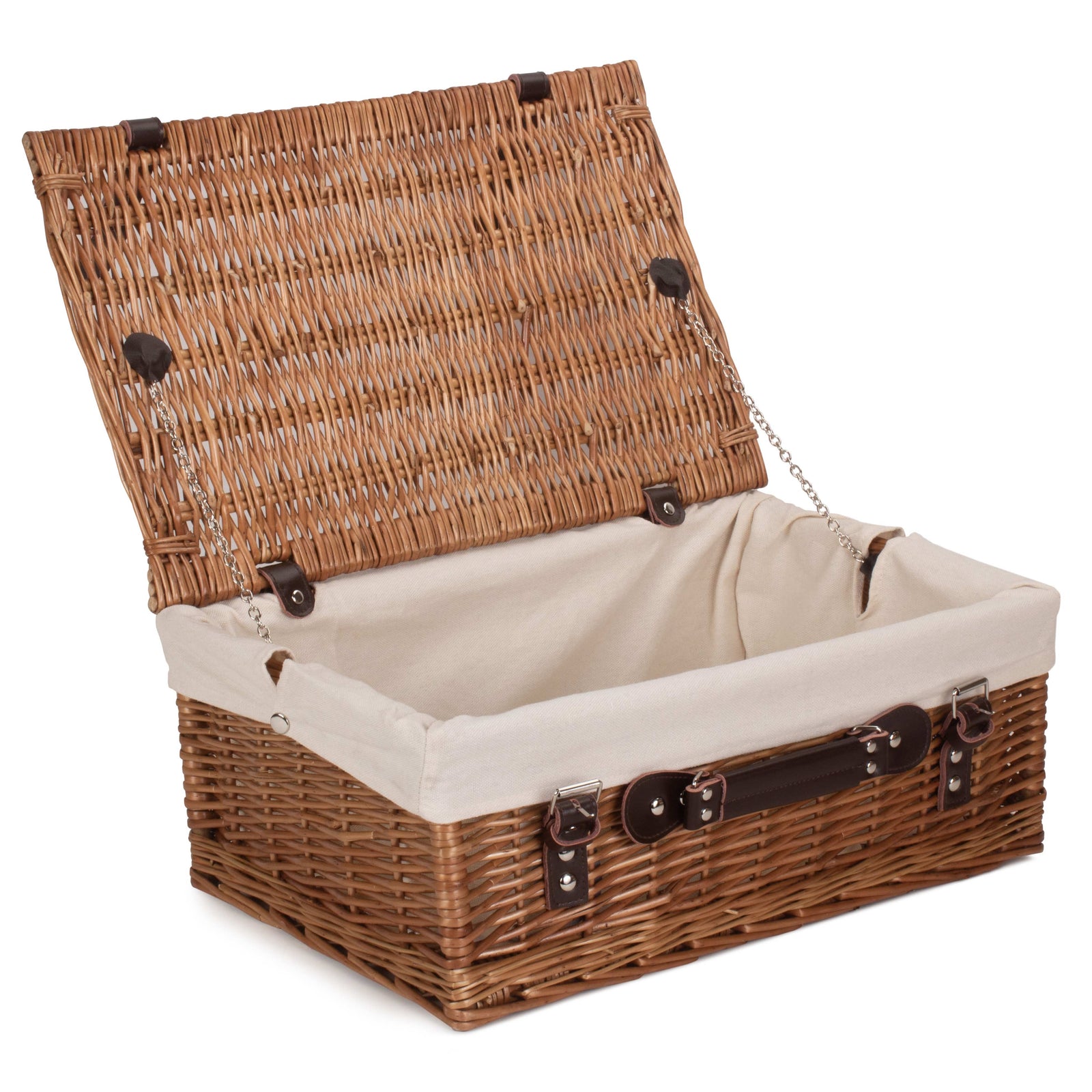 Wicker 46cm Double Steamed Picnic Basket | White