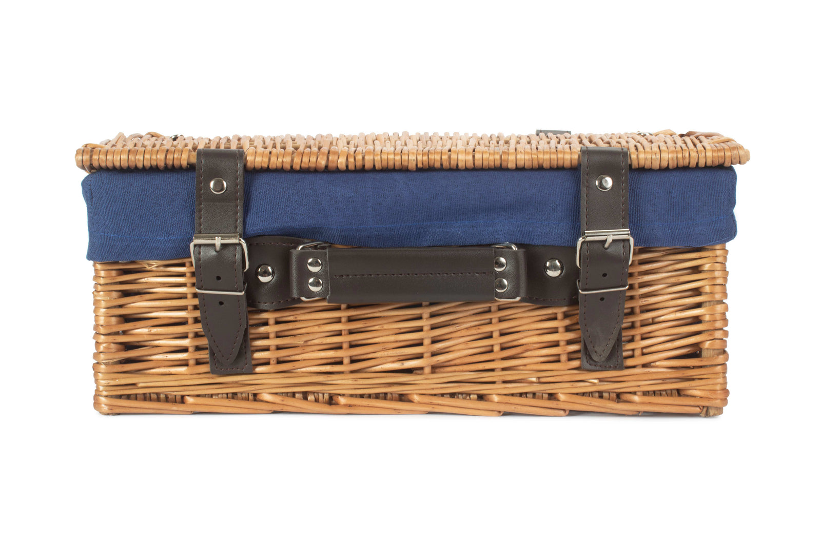 Wicker Double Steamed 36cm Picnic Basket | Blue