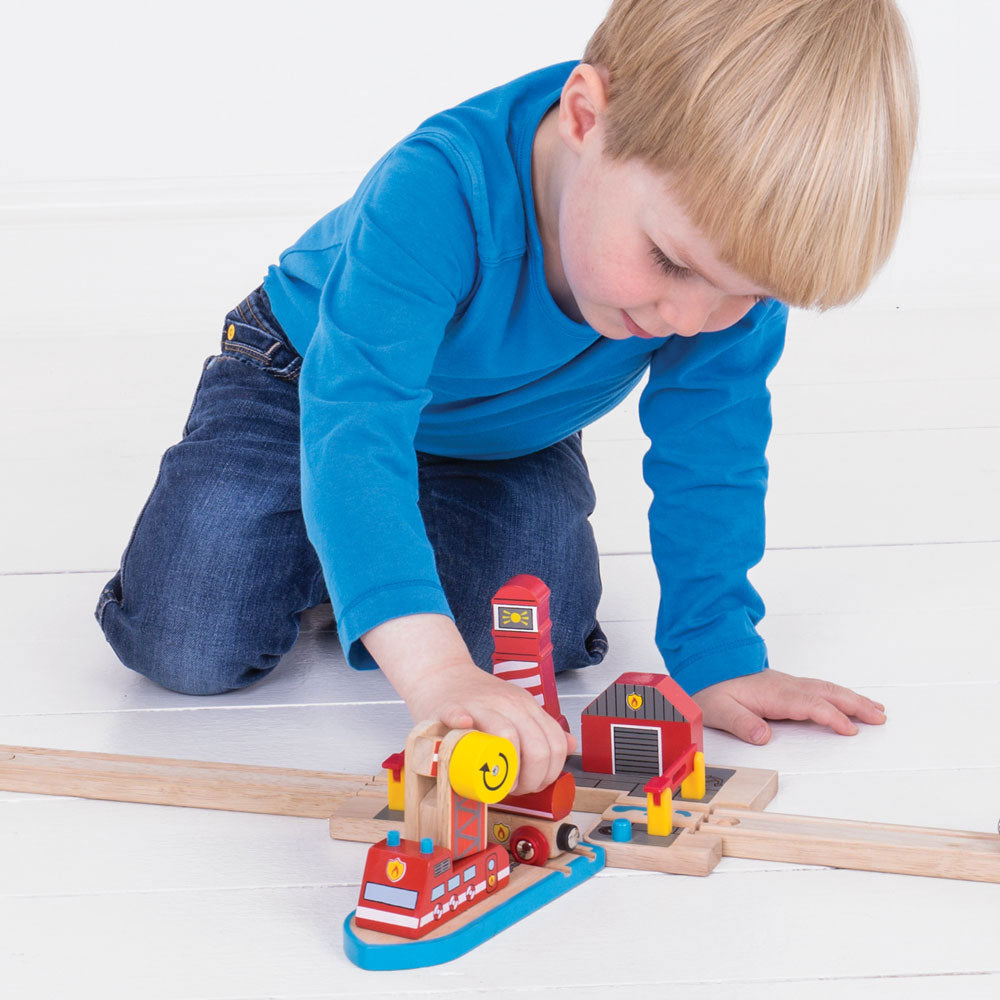 Bigjigs Toys Fire Sea Rescue Set for Wooden Train Sets