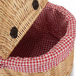 Wicker Red Check Lining Oval Picnic Basket