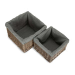 Square Antique Wash Grey Lined Storage Basket | Set-of-2 | Gray