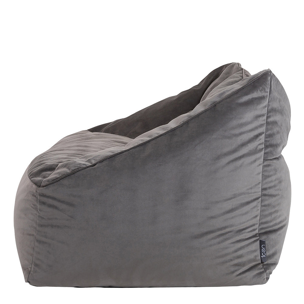 Cecilia Giant Velvet Bean Bag Sofa | Charcoal