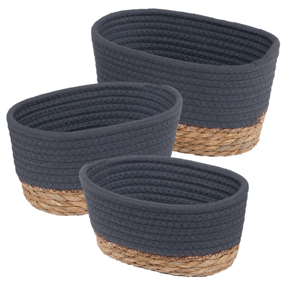 Tulla Seagrass Basket Set -slate