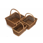 Rectangular Unpeeled Willow Shopping Basket | Set-of-3 | Brown