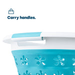 Collapsible Flower Print Laundry Basket - Turquoise