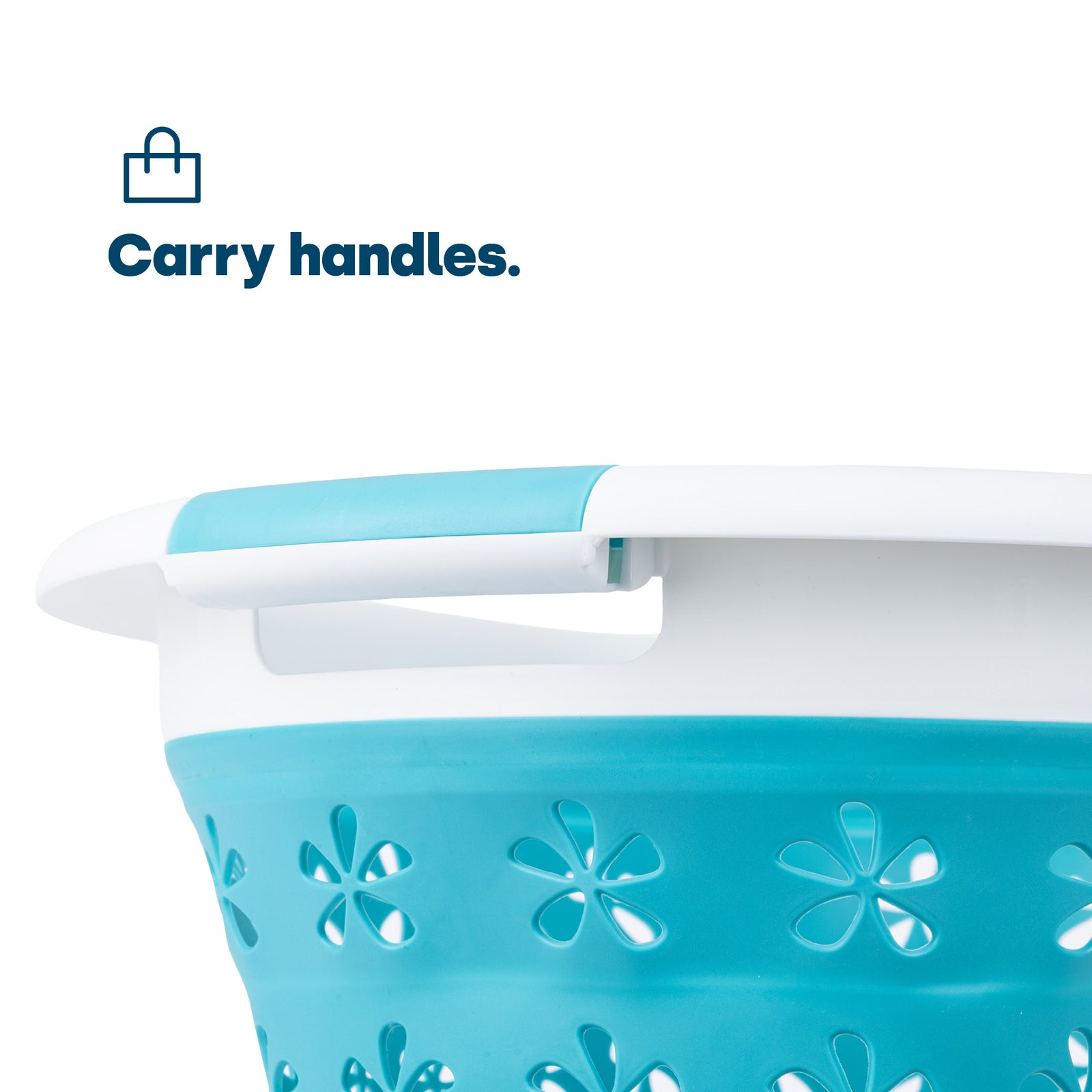 Collapsible Flower Print Laundry Basket - Turquoise