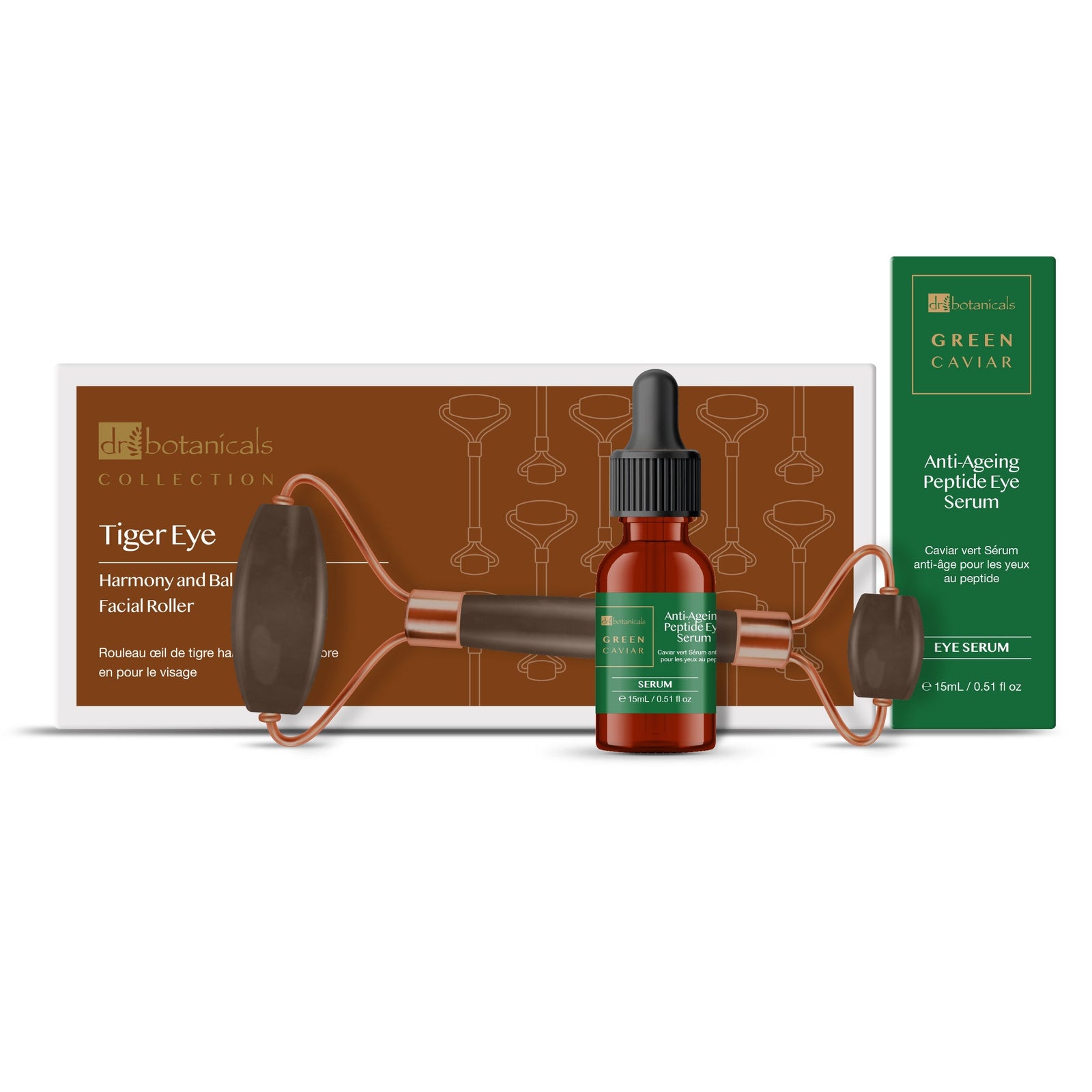 Tiger Eye Harmony Facial Roller And Green Caviar Serum Kit