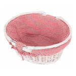 Red Hamper Red Checked Cotton Lined White Painted Swing Handle Wicker Shopping Basket