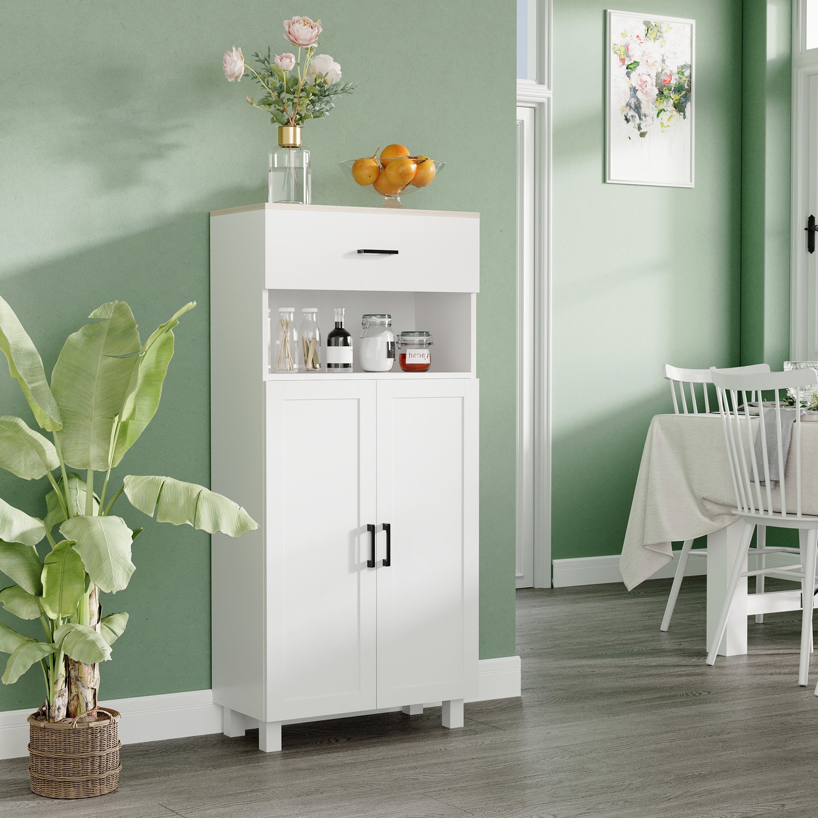 Kitchen Cupboard Storage Cabinet With Drawer, Countertop