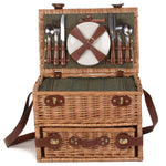 4 Person Fitted Picnic Wicker Basket With Drawers