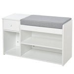 Multi-storage Shoe Bench Drawer 3 Compartments Cushion