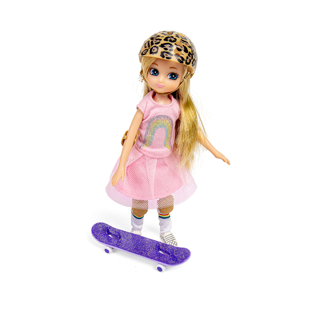 Skate Park Doll with Skateboard and Helmet, 18cm Tall