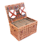 Red Hamper Burghley 4 Person Green Tweed Fitted Picnic Wicker Basket