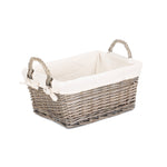 Wicker Antique Wash Handled Lined Storage Basket | Large | White