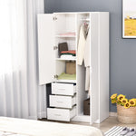 2-door Wardrobe W/ Adjustable Shelf 3 Drawers For Bedroom