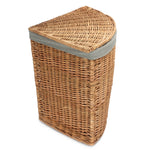 Light Steamed Corner Linen Basket With Grey Sage Lining | Large