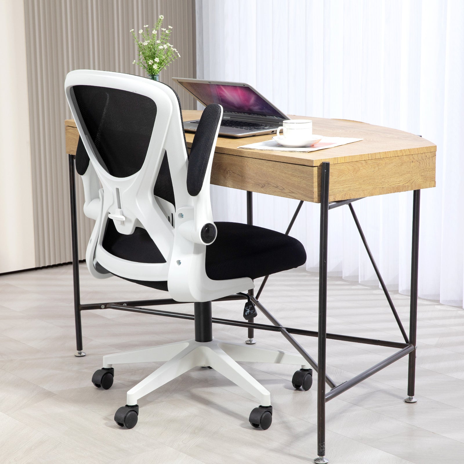 Mesh Office Chair Flip-up Armrests | White