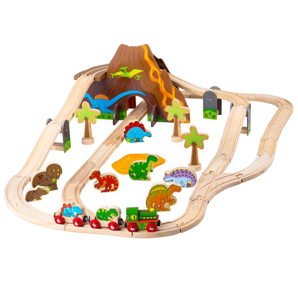Wooden Dinosaur Train Set - 49 Pieces