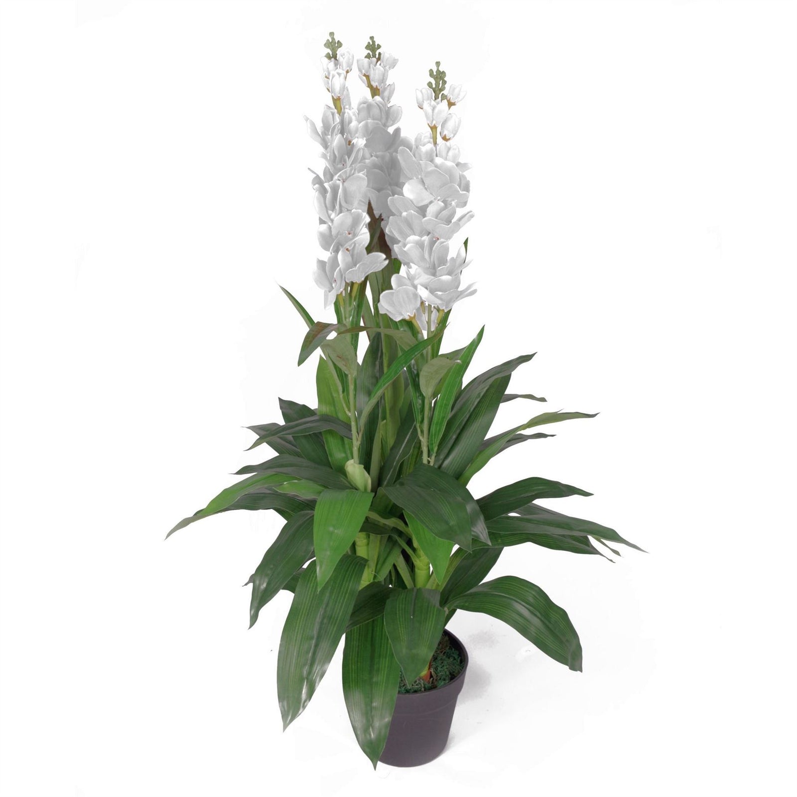 Artificial 100cm Cymbidium Orchid Plant - Extra Large - White Flowers