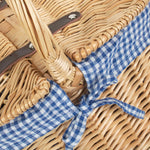 Wicker Blue Check Lining Oval Picnic Basket