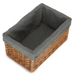 Red Hamper Double Steamed Grey Cotton Lined Willow Storage Baskets