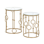 Round Coffee Tables Set Of 2, Gold Nesting