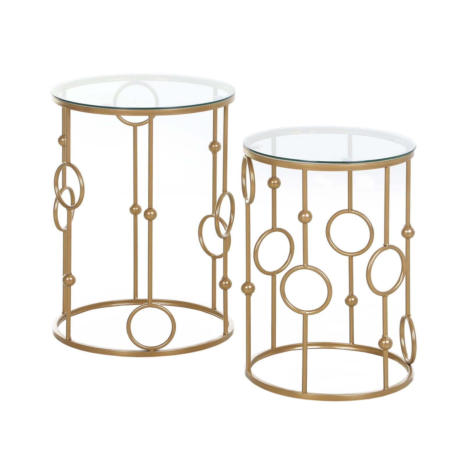 Round Coffee Tables Set Of 2, Gold Nesting