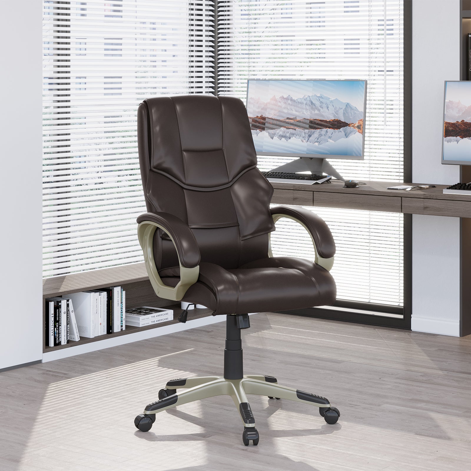 High Back Faux Leather Office Chair | Brown