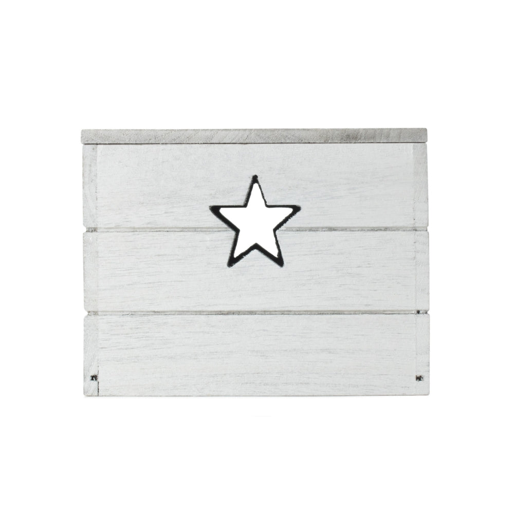 Wooden Vintage Effect Star Cut Out Box | Small