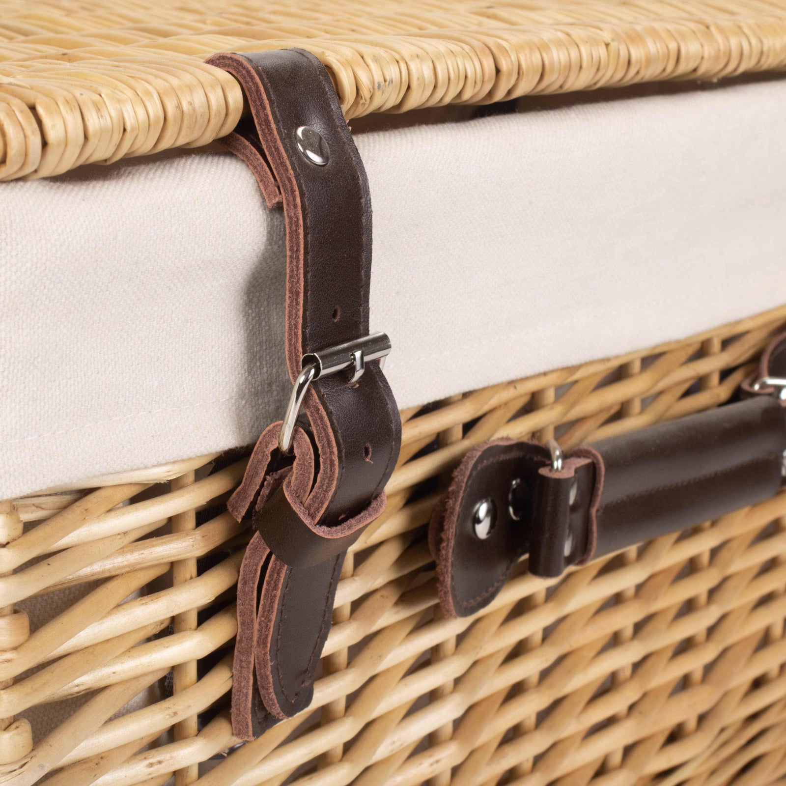 Wicker Buff 51cm Picnic Basket | White