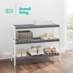 Bamboo 3-tier Shoe Rack - White/grey