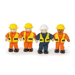 4 Wooden Construction Site Workers, 11cm Tall