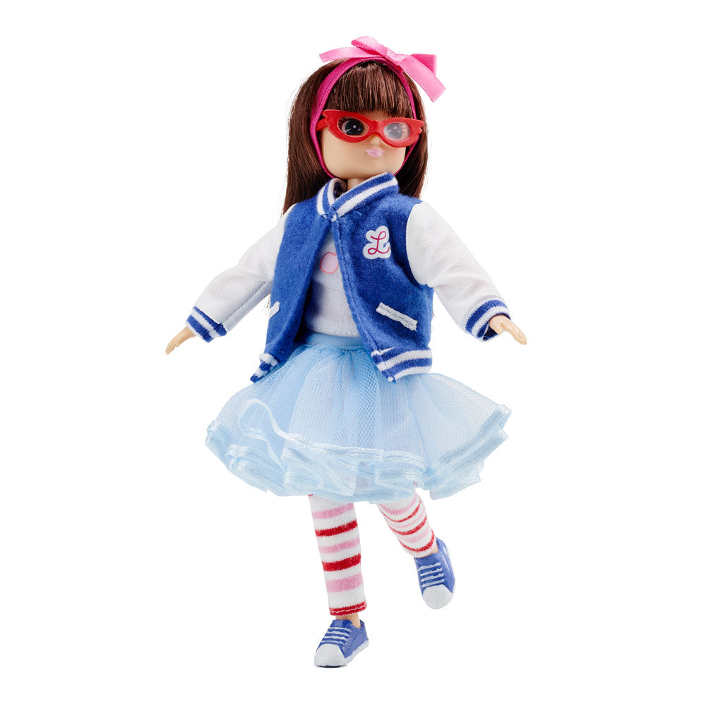 Rockabilly Doll with Varsity Jacket, 18cm Tall