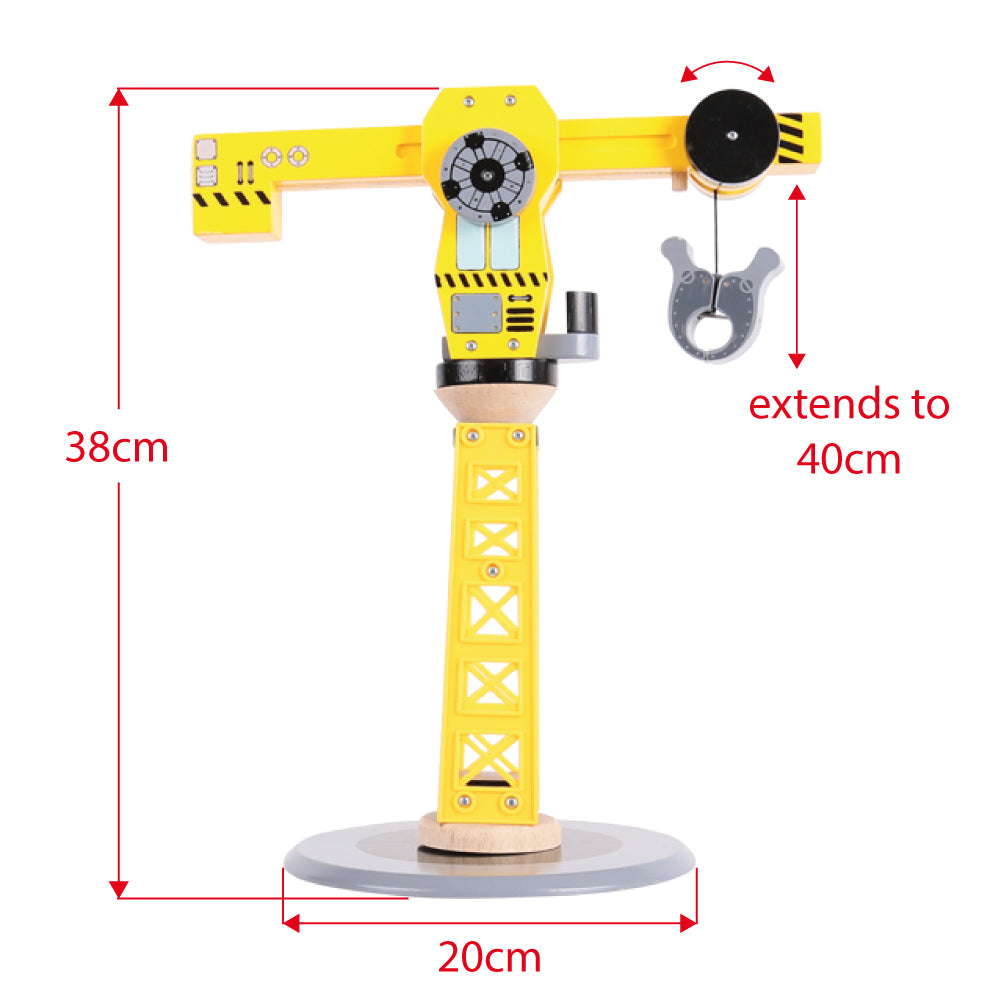 Yellow Crane Construction Set for Wooden Train Sets