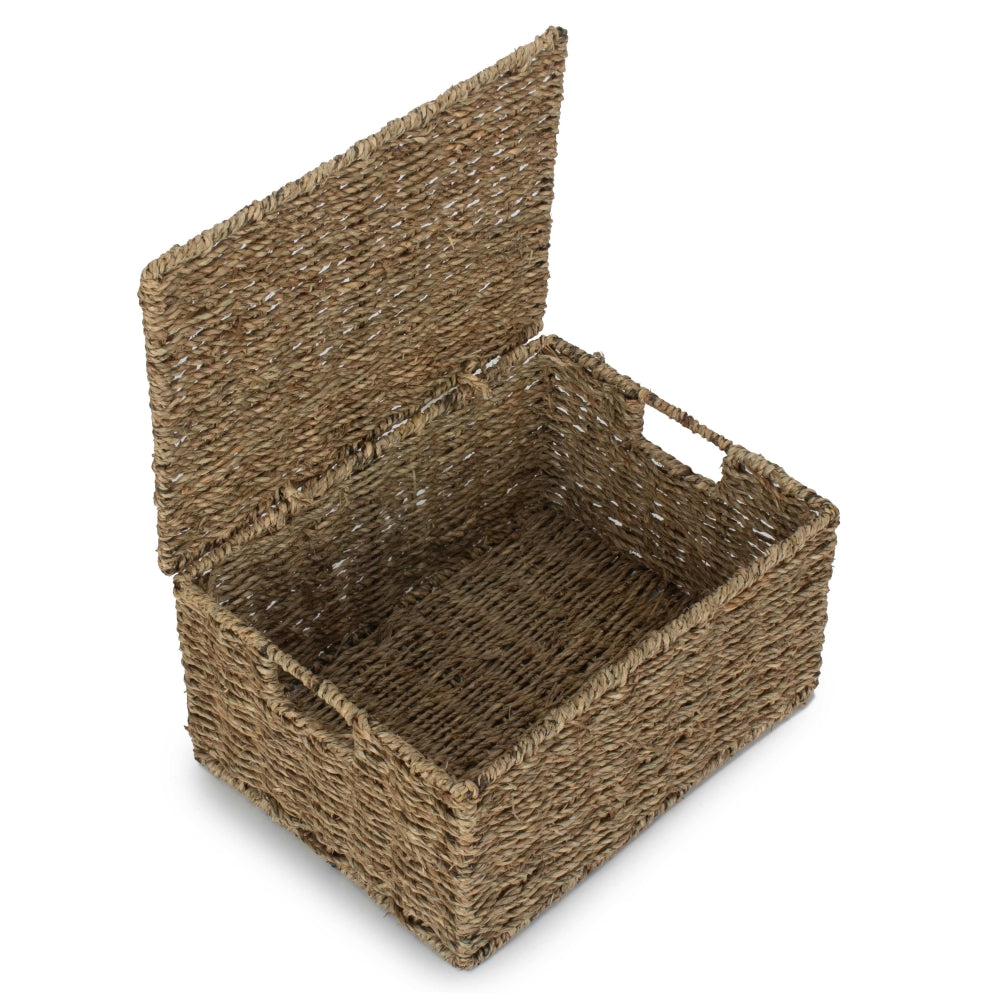 Red Hamper Seagrass Storage Basket