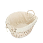 Wicker White Wash Oatmeal Cotton Lined Laundry Basket | Gray