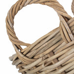 Cordura Lined Tall Round Fireside Grey Rattan Log Basket | Small | Brown