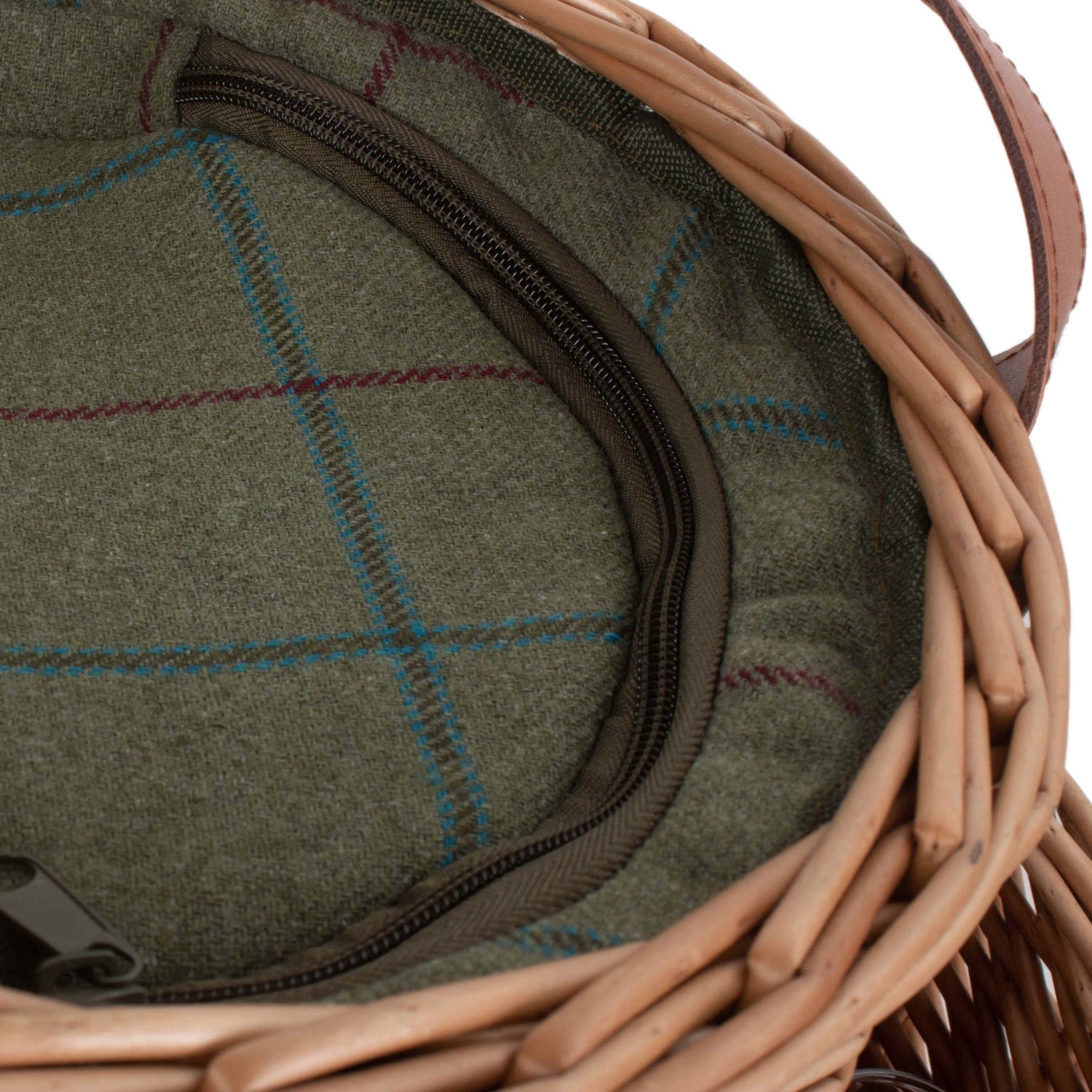 Green Tweed Chilled Garden Party Wicker Basket With Glasses