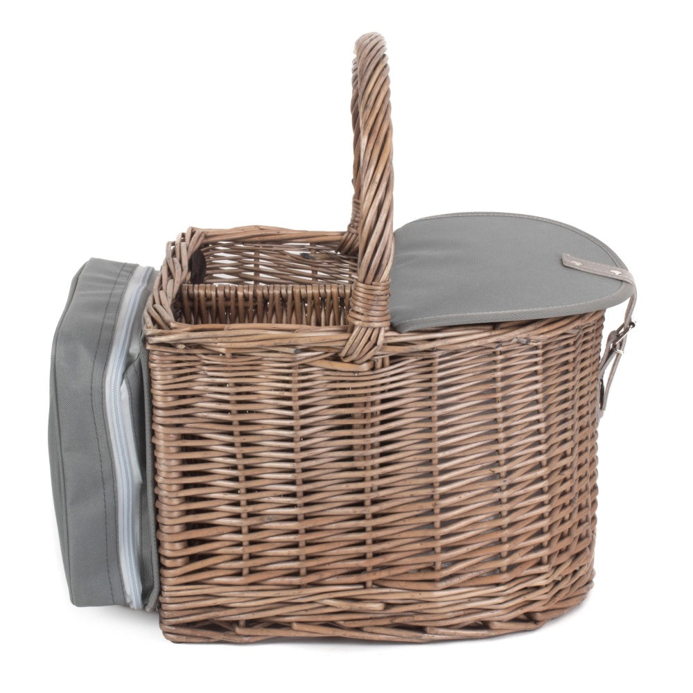 2 Bottle Beach Picnic Wicker Basket Hamper