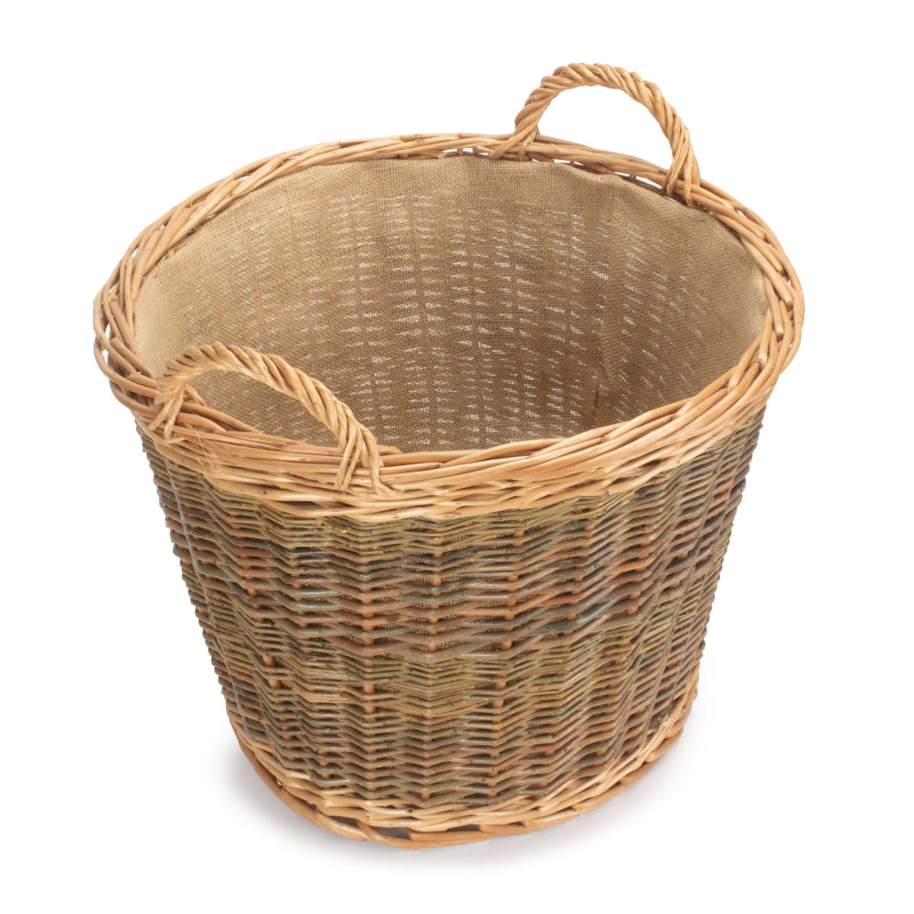 Wicker Unpeeled Log Basket With Lining