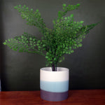 Leaf Blue Grey Stripe Ceramic Planter Plant Pot