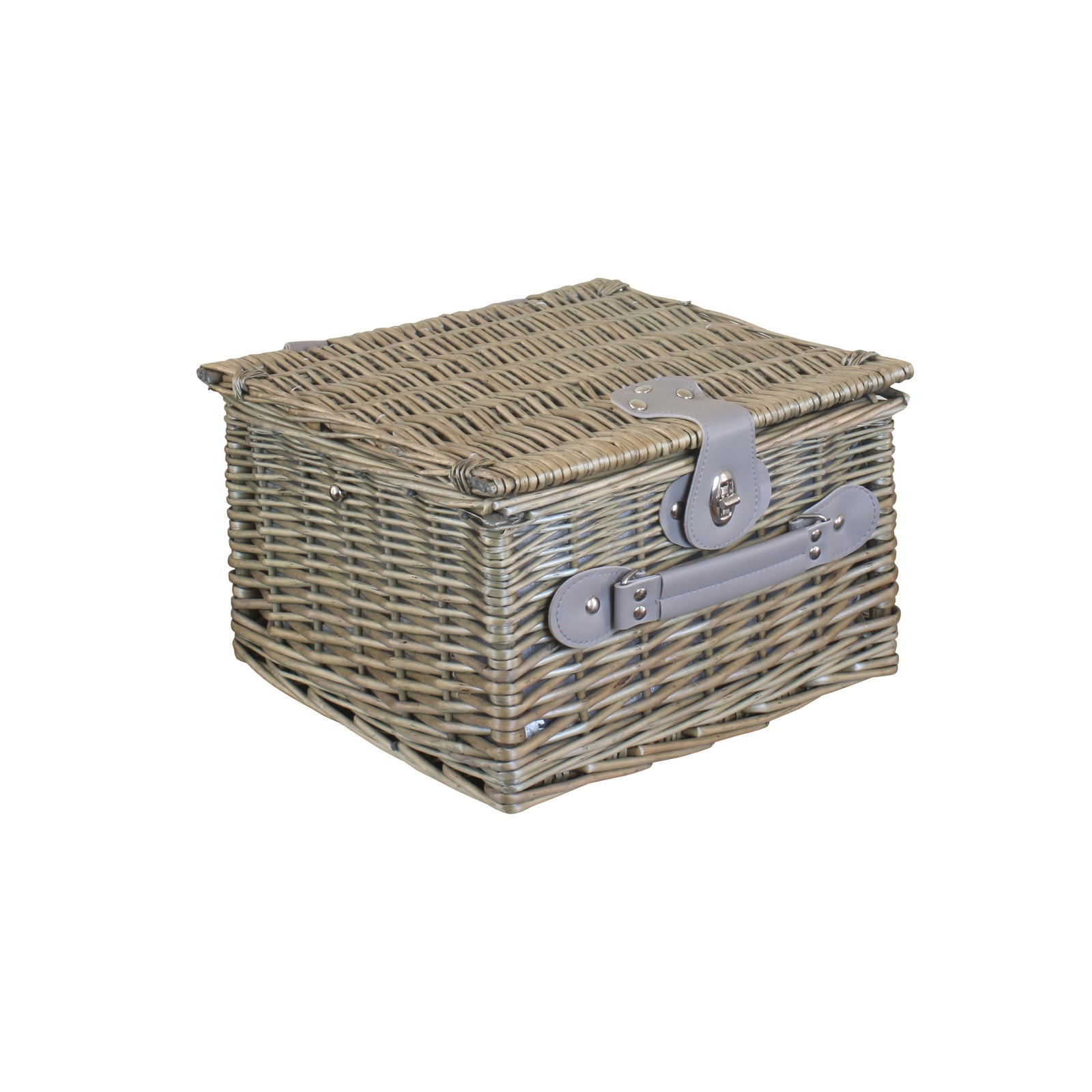 Red Hamper Grey Checked Picnic Wicker Basket With Cooler