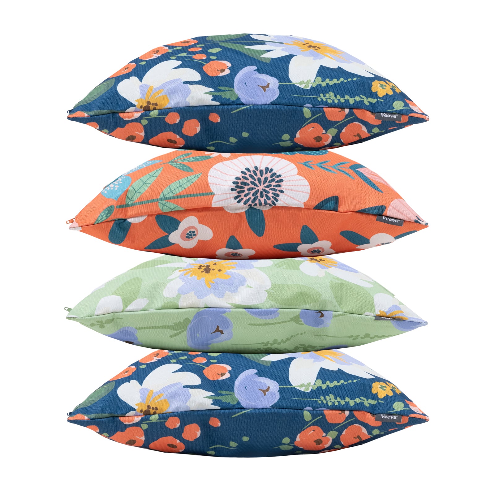 Floral Indoor Outdoor Cushion Set Of 4 Water Resistant Cushions